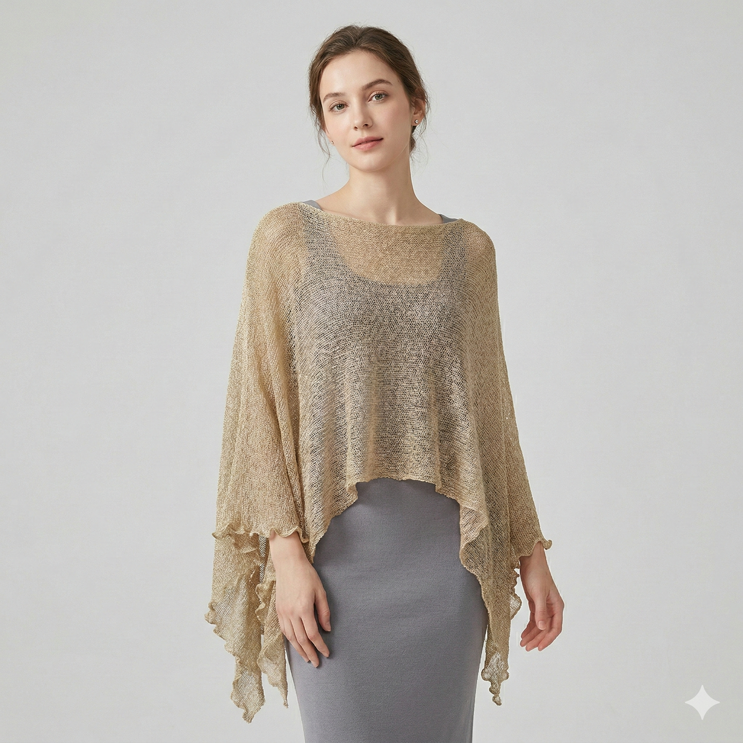Plus Size Crochet Knit Poncho: Boho Pullover Shawl, Free Size 8-26 - Faun