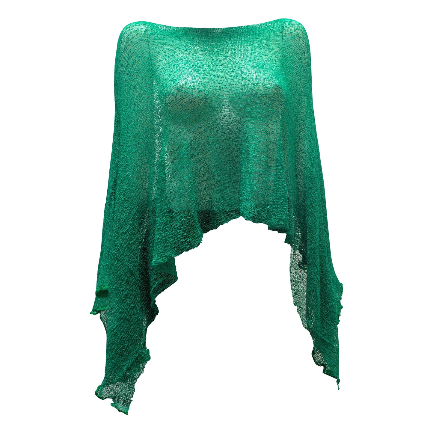 Plus Size Crochet Knit Poncho: Boho Pullover Shawl, Free Size 8-26 - Jade