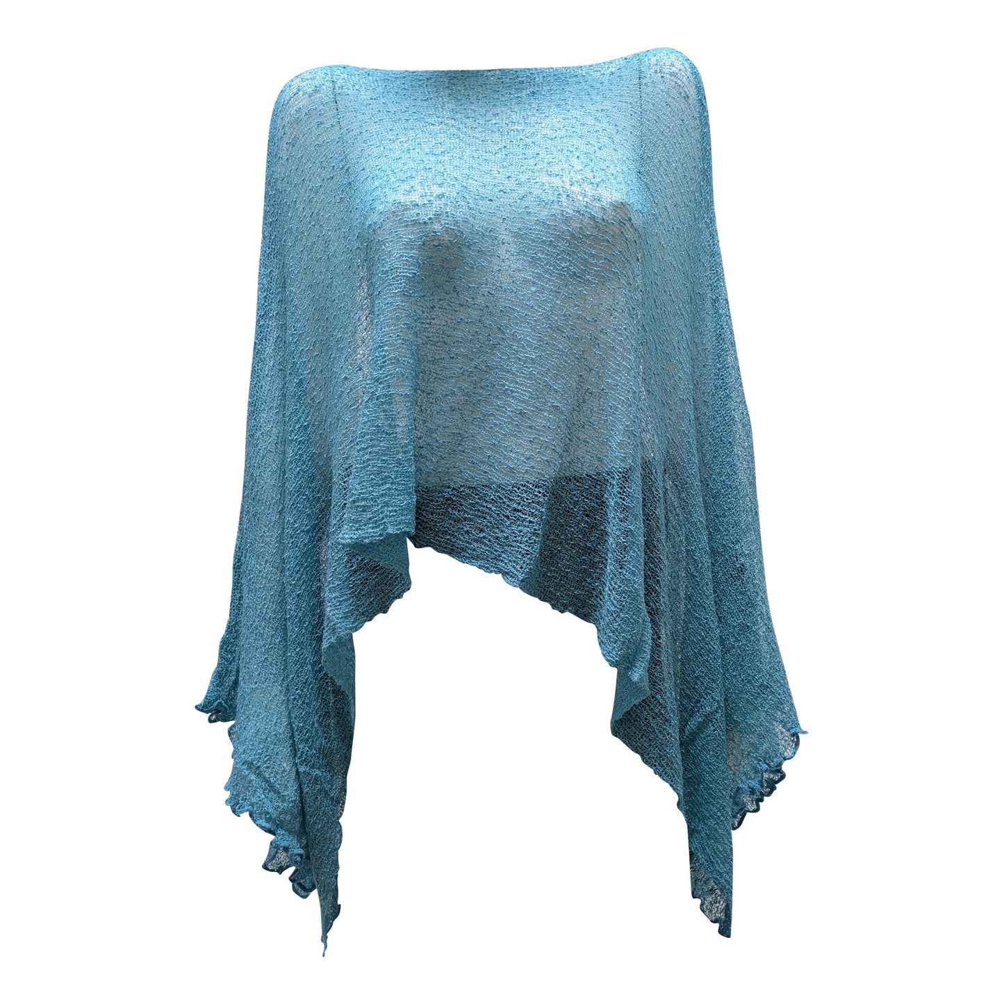 Plus Size Crochet Knit Poncho: Boho Pullover Shawl, Free Size 8-26 - Teal