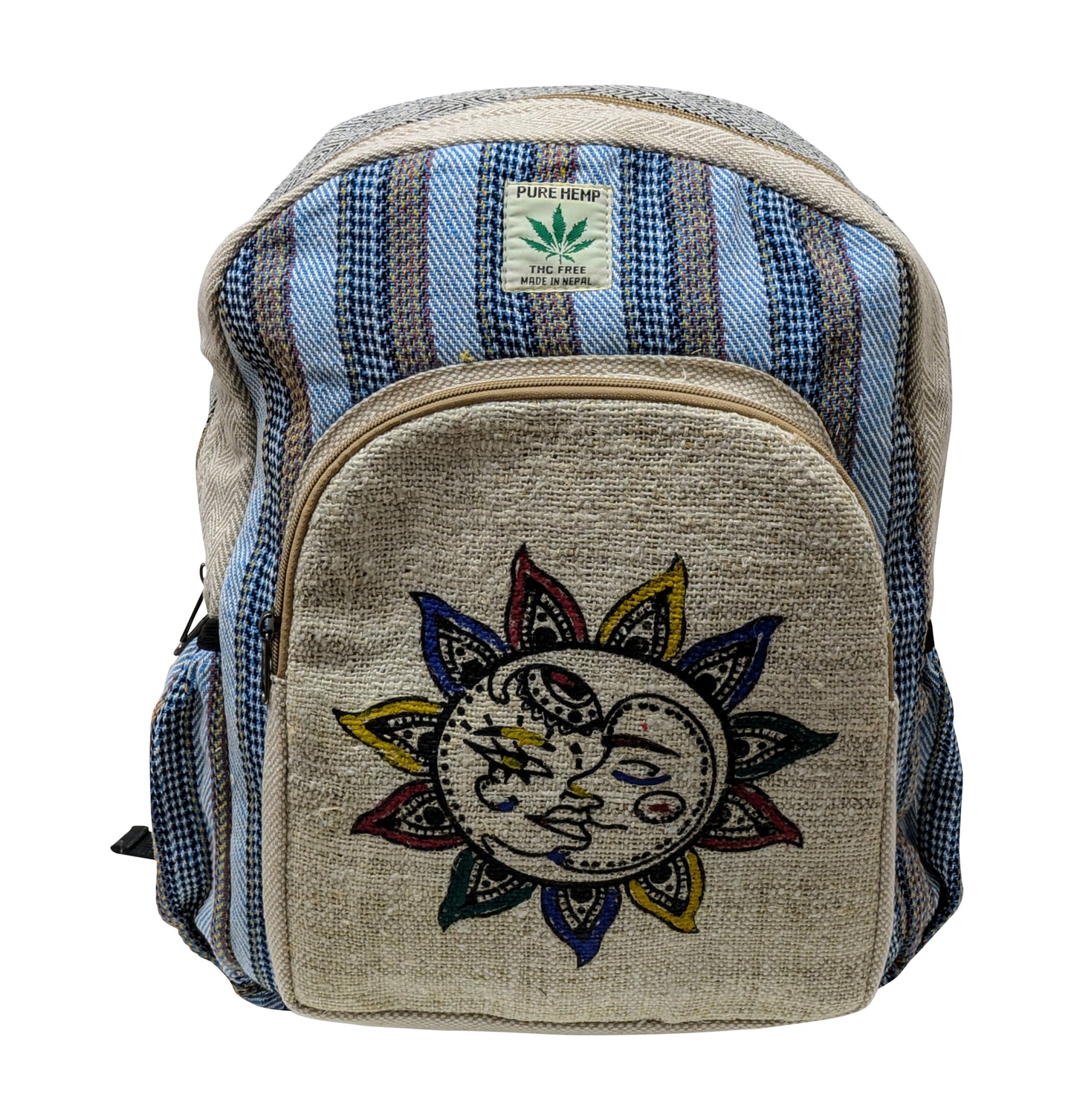 Himalayan Natural Hemp Cotton Sun/Moon Eco-Friendly Travel Backpack with Multi Pockets P2