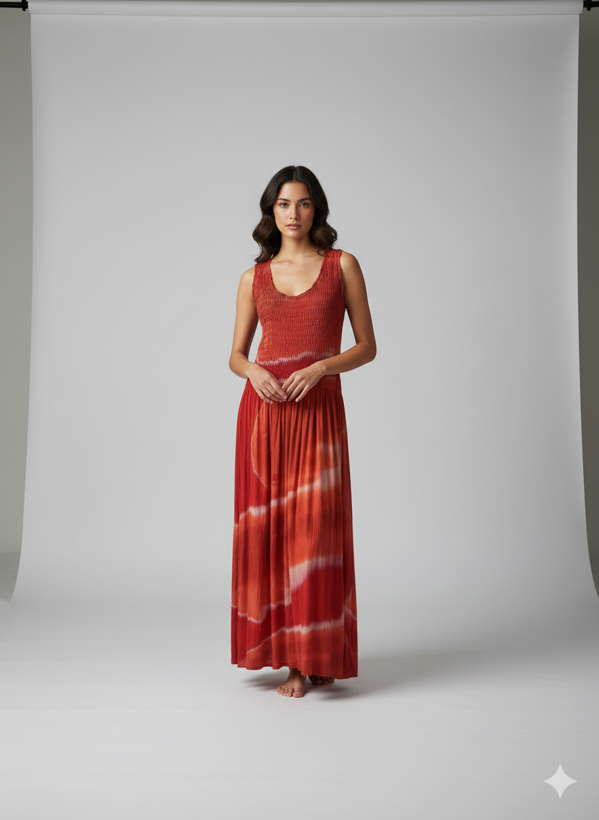 Womens Ladies Plus Size Curve Handmade Boho Abstract Print Maxi Elasticated Sleeveless Dress Free Size Up To UK Size 22 P1