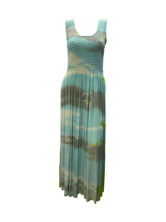 Womens Ladies Plus Size Curve Handmade Boho Abstract Print Maxi Elasticated Sleeveless Dress Free Size Up To UK Size 22 P10