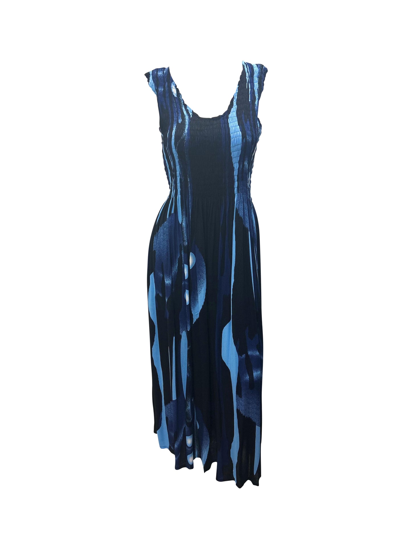 Womens Ladies Plus Size Curve Handmade Boho Abstract Print Maxi Elasticated Sleeveless Dress Free Size Up To UK Size 22 P17