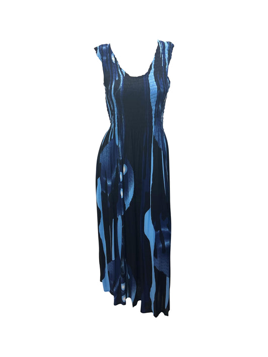 Womens Ladies Plus Size Curve Handmade Boho Abstract Print Maxi Elasticated Sleeveless Dress Free Size Up To UK Size 22 P17