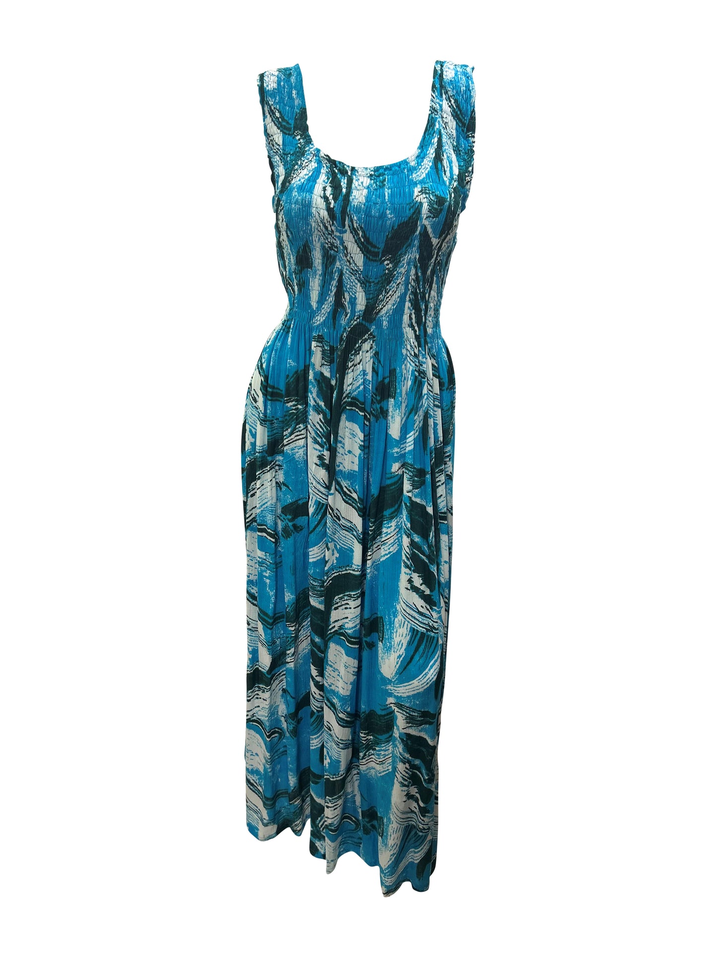 Womens Ladies Plus Size Curve Handmade Boho Abstract Print Maxi Elasticated Sleeveless Dress Free Size Up To UK Size 22 P20