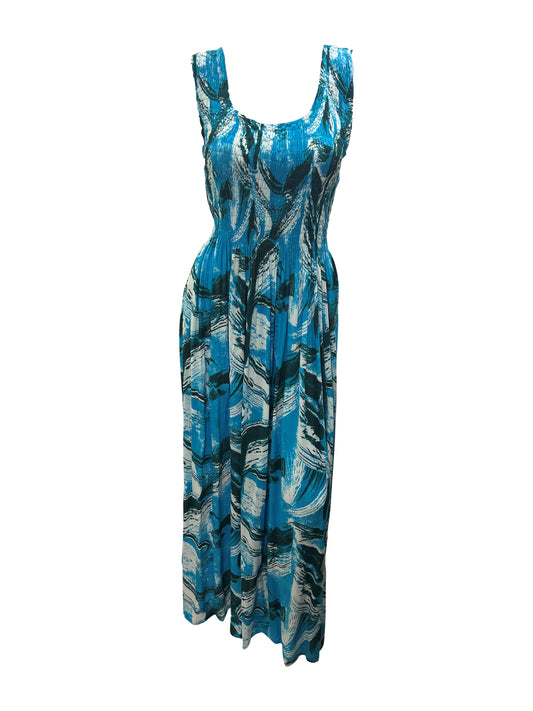 Womens Ladies Plus Size Curve Handmade Boho Abstract Print Maxi Elasticated Sleeveless Dress Free Size Up To UK Size 22 P20