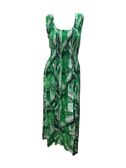 Womens Ladies Plus Size Curve Handmade Boho Abstract Print Maxi Elasticated Sleeveless Dress Free Size Up To UK Size 22 P22