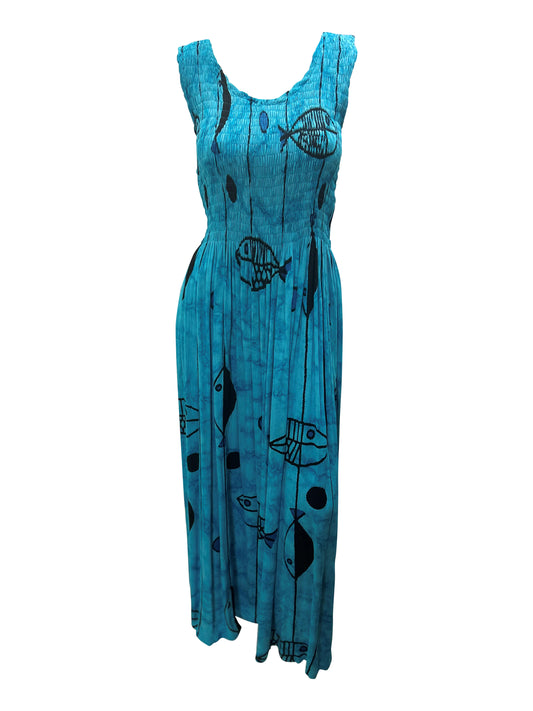 Womens Ladies Plus Size Curve Handmade Boho Abstract Print Maxi Elasticated Sleeveless Dress Free Size Up To UK Size 22 P26