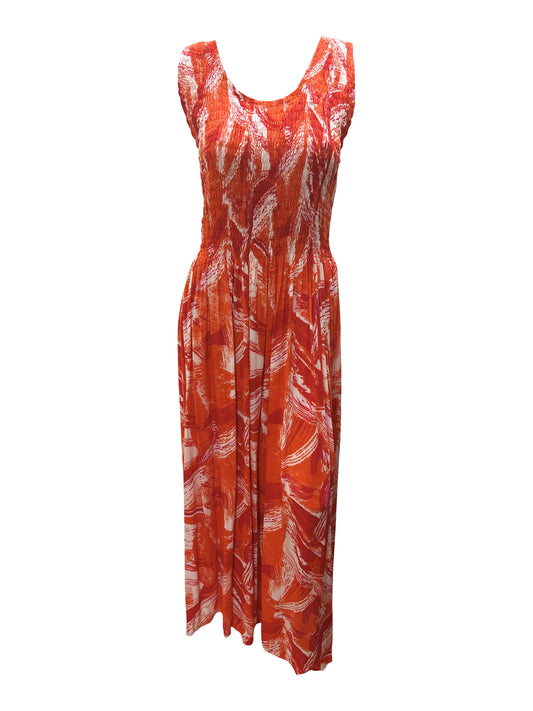 Womens Ladies Plus Size Curve Handmade Boho Abstract Print Maxi Elasticated Sleeveless Dress Free Size Up To UK Size 22 P28