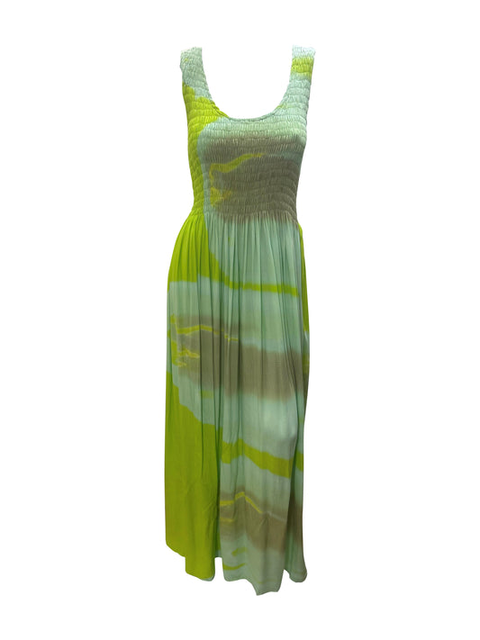 Womens Ladies Plus Size Curve Handmade Boho Abstract Print Maxi Elasticated Sleeveless Dress Free Size Up To UK Size 22 P30