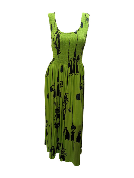 Womens Ladies Plus Size Curve Handmade Boho Abstract Print Maxi Elasticated Sleeveless Dress Free Size Up To UK Size 22 P41