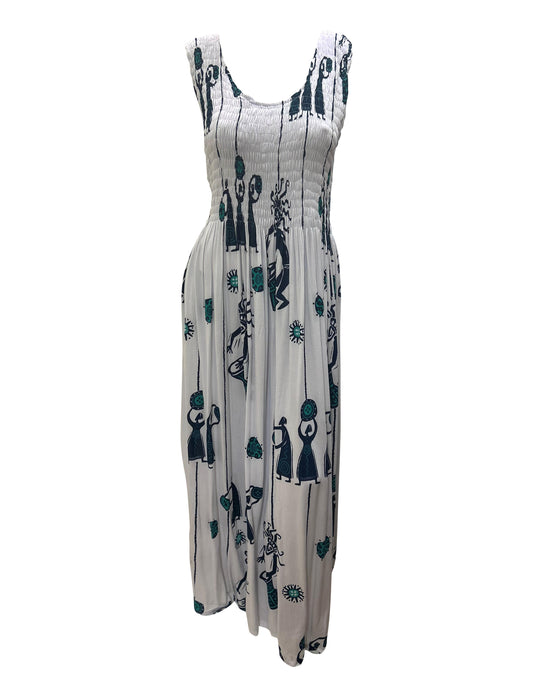 Womens Ladies Plus Size Curve Handmade Boho Abstract Print Maxi Elasticated Sleeveless Dress Free Size Up To UK Size 22 P46