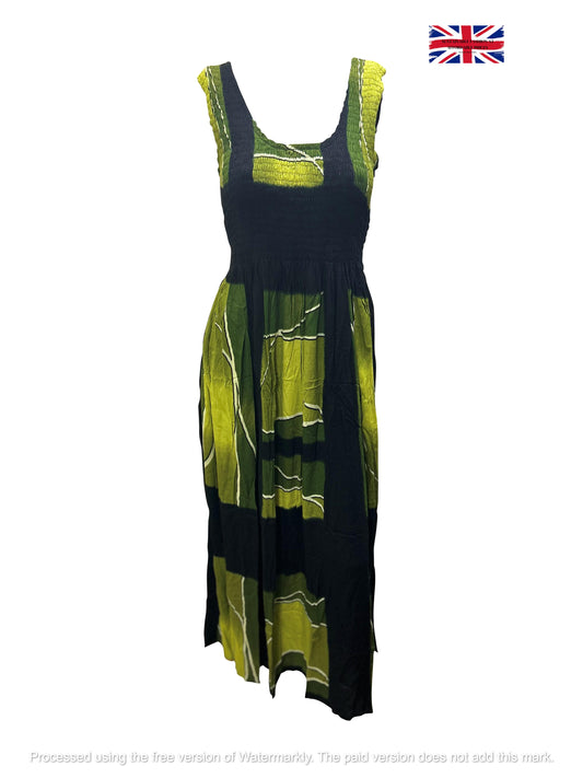 Womens Ladies Plus Size Curve Handmade Boho Abstract Print Maxi Elasticated Sleeveless Dress Free Size Up To UK Size 22 P8