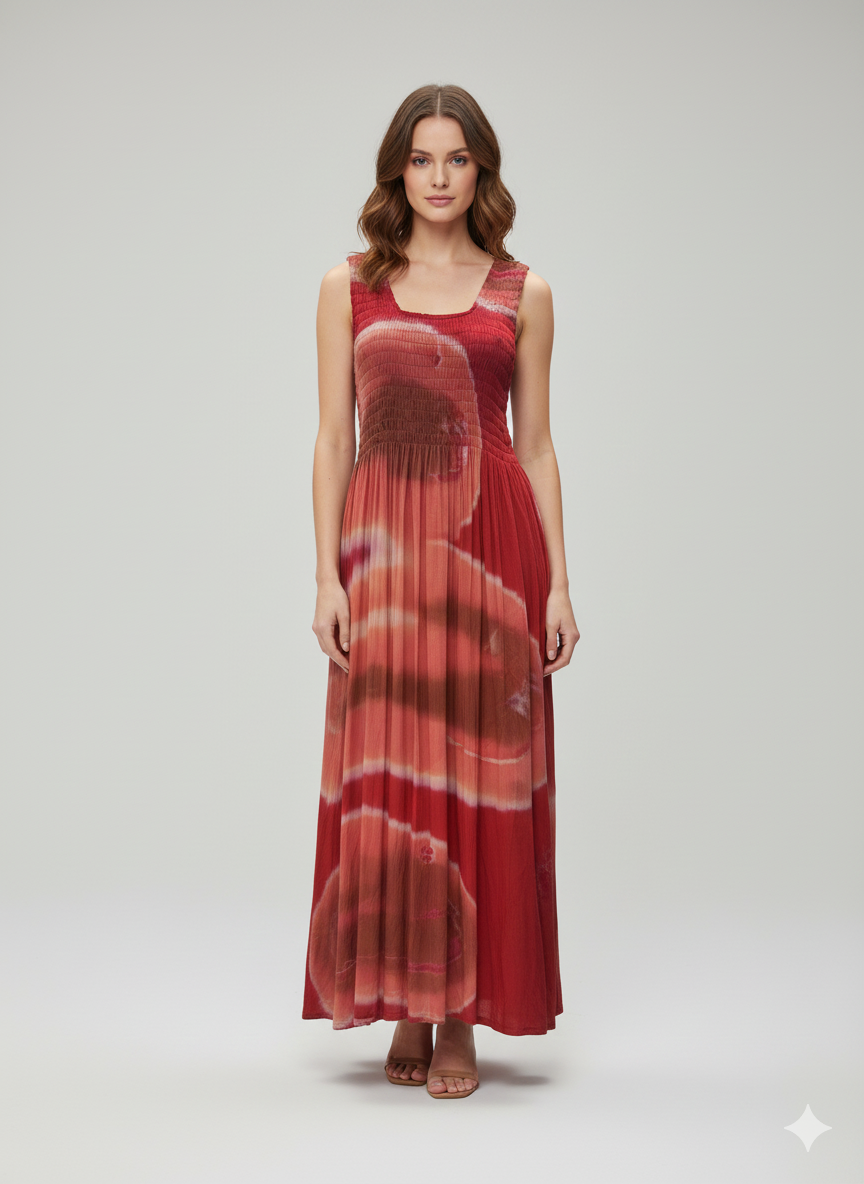 Womens Ladies Plus Size Curve Handmade Boho Abstract Print Maxi Elasticated Sleeveless Dress Free Size Up To UK Size 22 P6