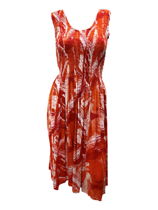 Womens Ladies Plus Size Curve Handmade Boho Abstract Print Midi Elasticated Sleeveless Dress Free Size Up To UK SIZE 24 P11