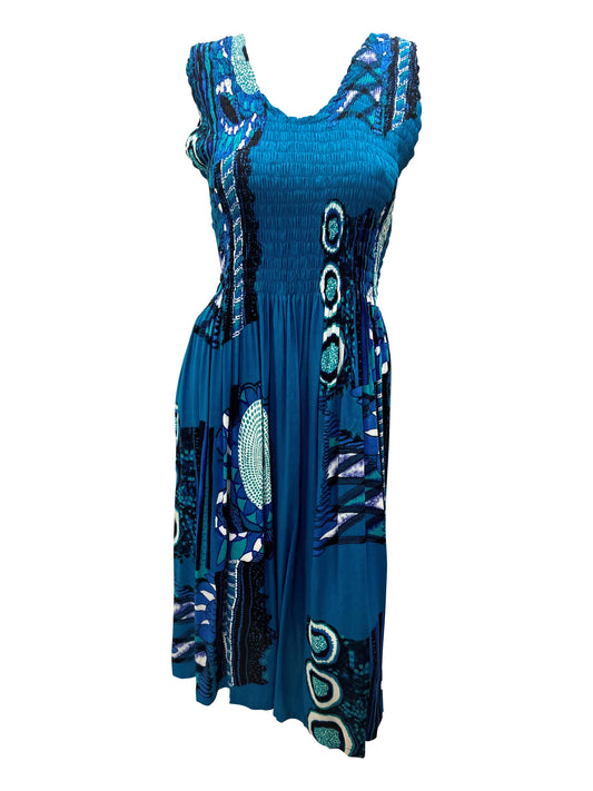 Womens Ladies Plus Size Curve Handmade Boho Abstract Print Maxi Elasticated Sleeveless Dress Free Size Up To UK SIZE 24 P13