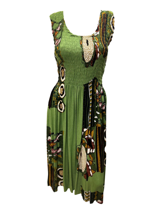 Womens Ladies Plus Size Curve Handmade Boho Abstract Print Maxi Elasticated Sleeveless Dress Free Size Up To UK SIZE 24 P14