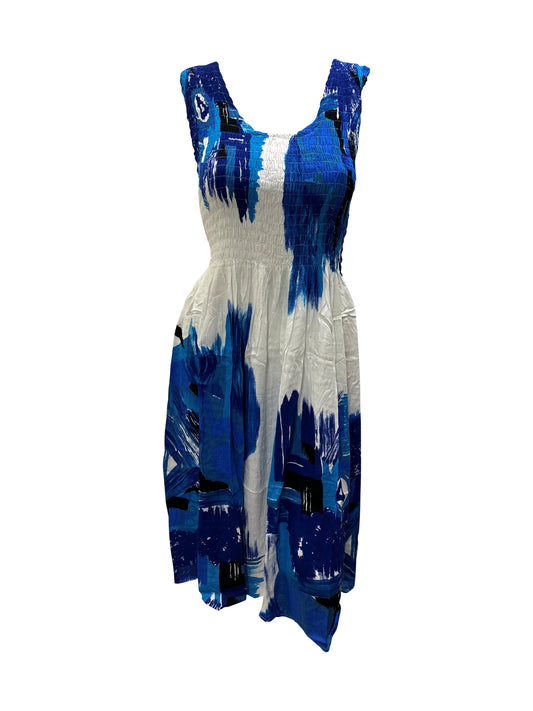 Womens Ladies Plus Size Curve Handmade Boho Abstract Print Maxi Elasticated Sleeveless Dress Free Size Up To UK SIZE 24 P23