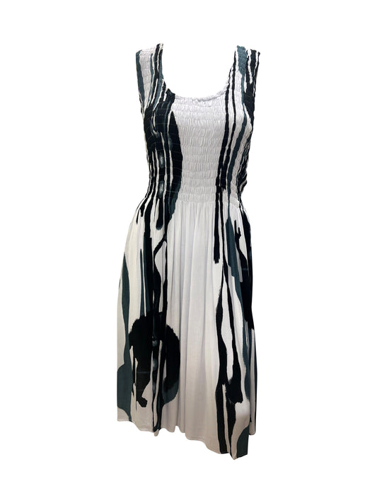Womens Ladies Plus Size Curve Handmade Boho Abstract Print Midi Elasticated Sleeveless Dress Free Size Up To UK SIZE 24 P8