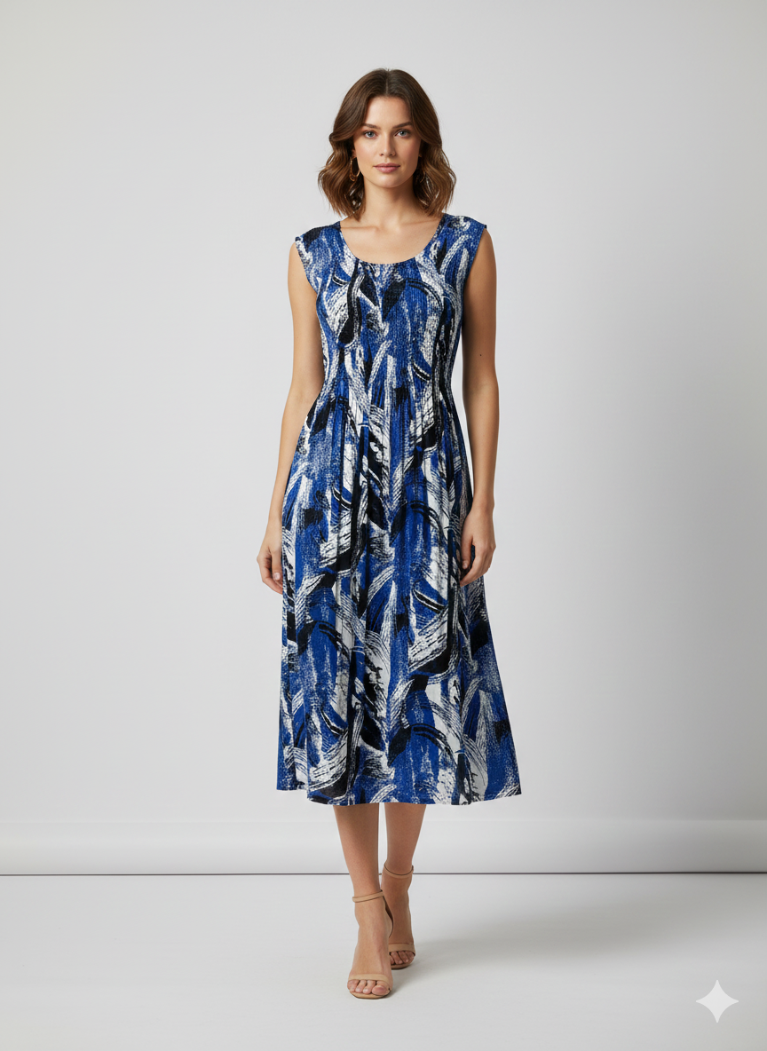 Womens Ladies Plus Size Curve Handmade Boho Abstract Print Maxi Elasticated Sleeveless Dress Free Size Up To UK SIZE 24 P12