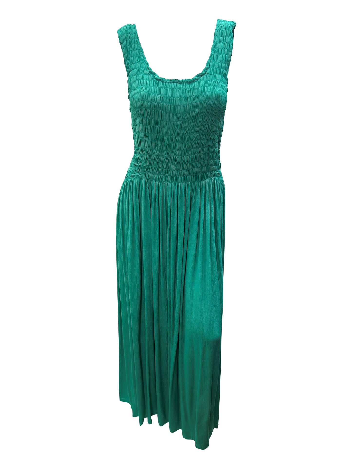 Womens Ladies Handmade Boho Maxi Elasticated Sleeveless Dress Free Size Up To 22 - GREEN