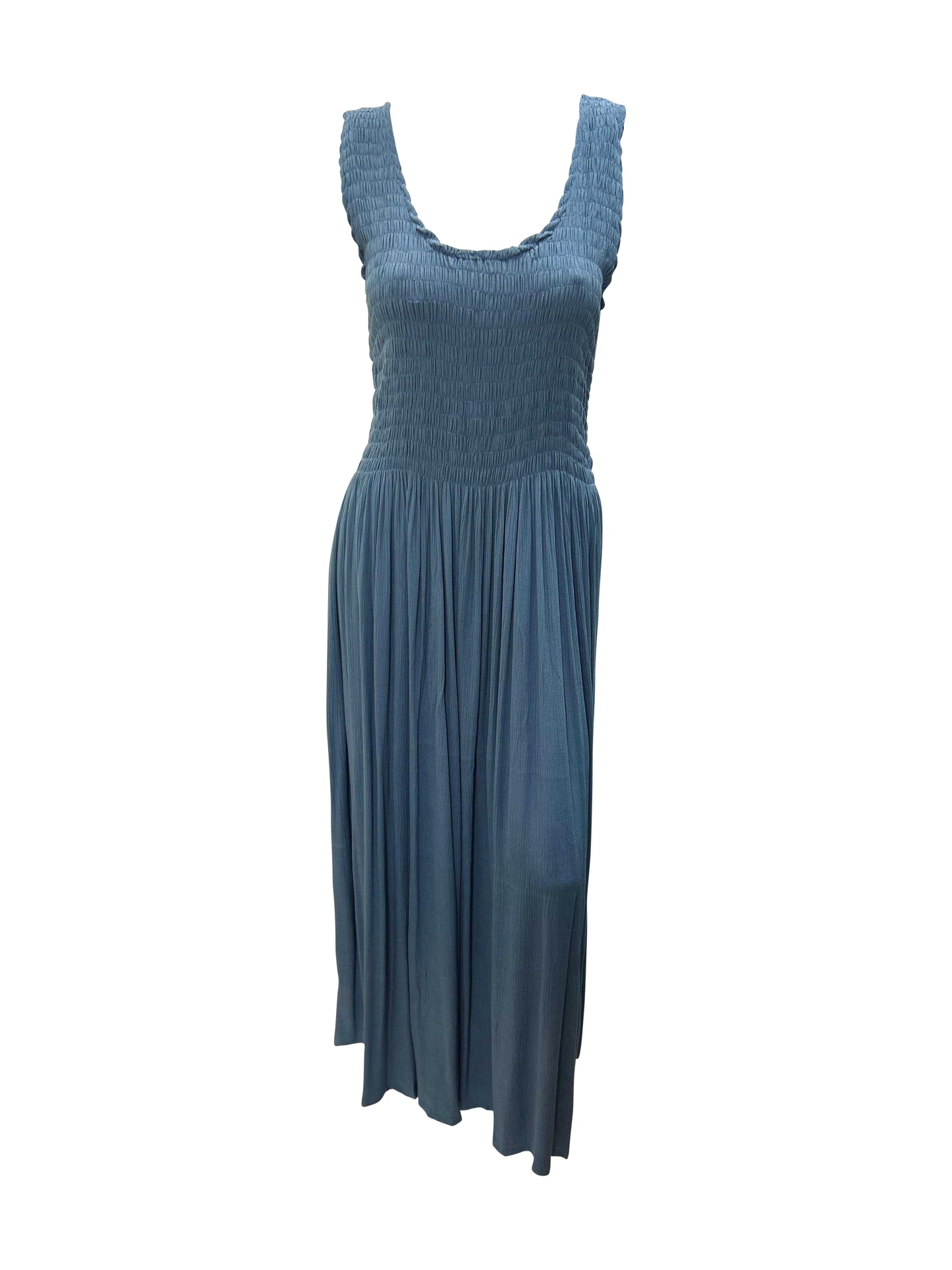Womens Ladies Handmade Boho Maxi Elasticated Sleeveless Dress Free Size Up To 22 - GREY