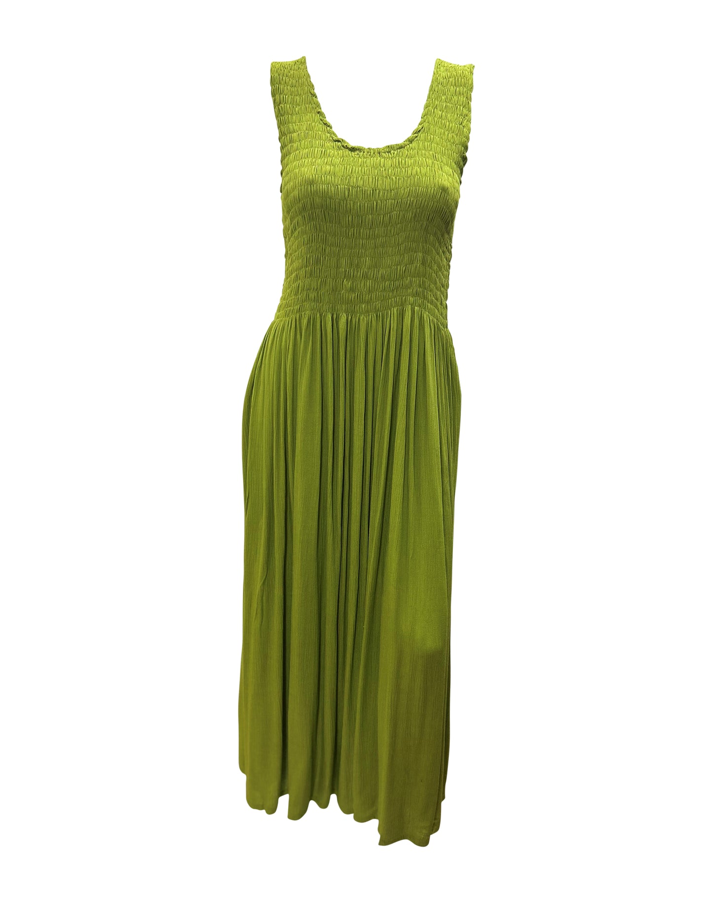 Womens Ladies Handmade Boho Maxi Elasticated Sleeveless Dress Free Size Up To 22 - KIWI