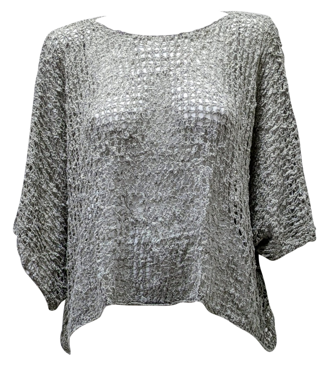 Womens Crochet Oversized Knit Top Batwing Boho Cover up Free Size 8-20