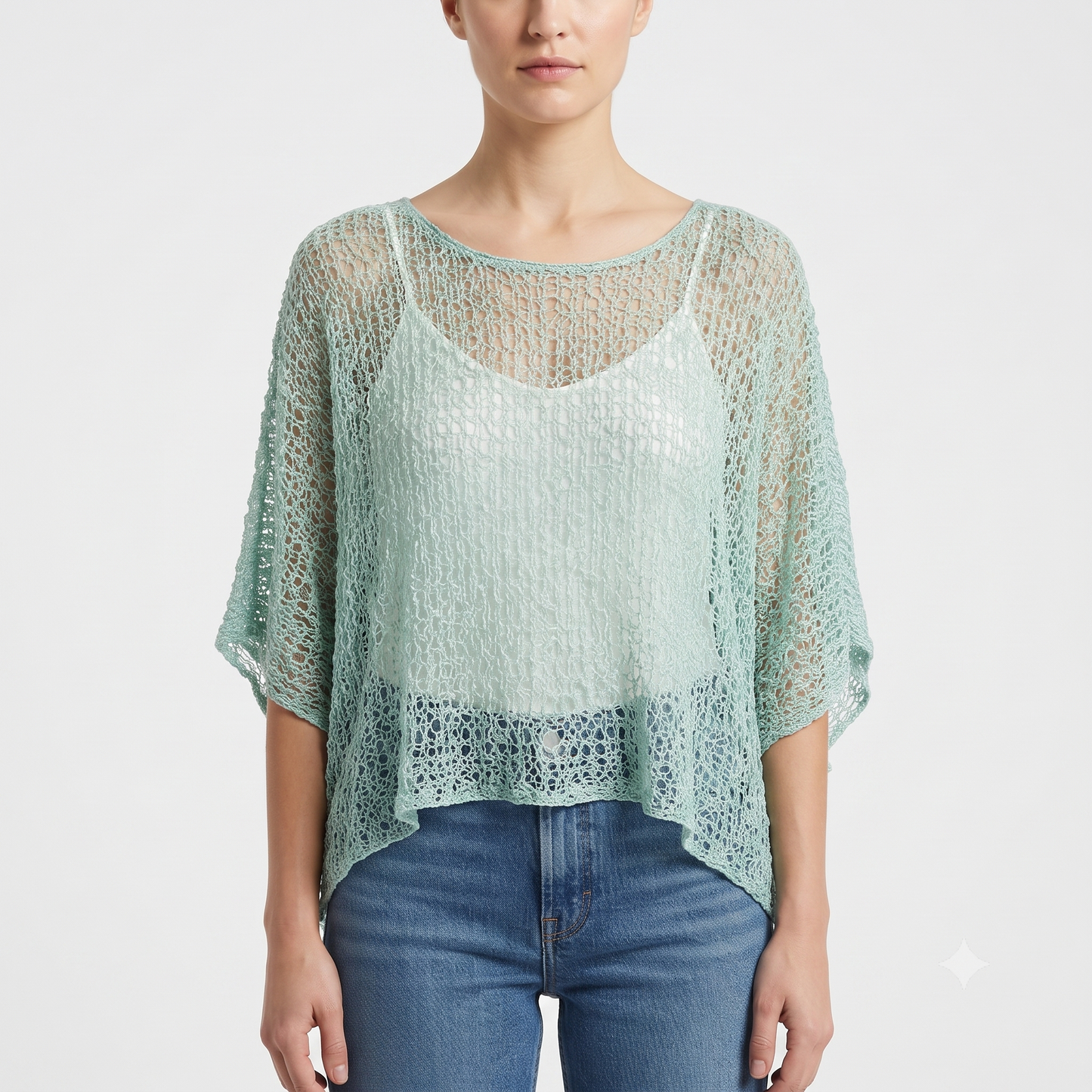 Womens Crochet Oversized Knit Top Batwing Boho Cover up Free Size 8-20