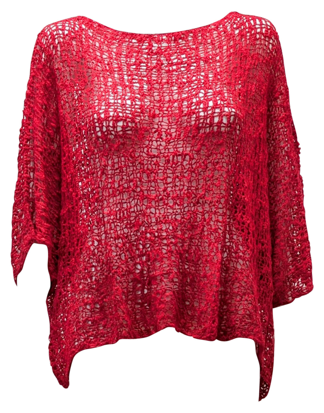 Womens Crochet Oversized Knit Top Batwing Boho Cover up Free Size 8-20