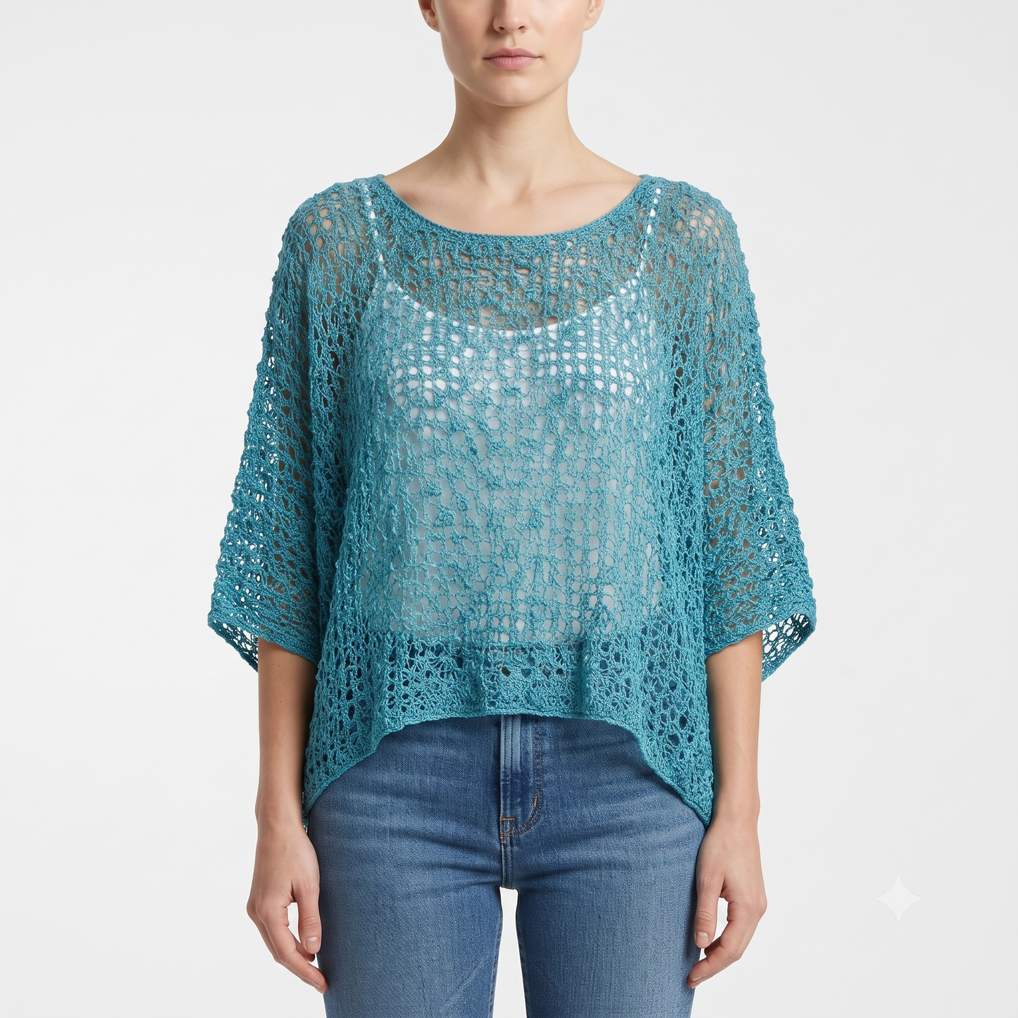 Womens Crochet Oversized Knit Top Batwing Boho Cover up Free Size 8-20