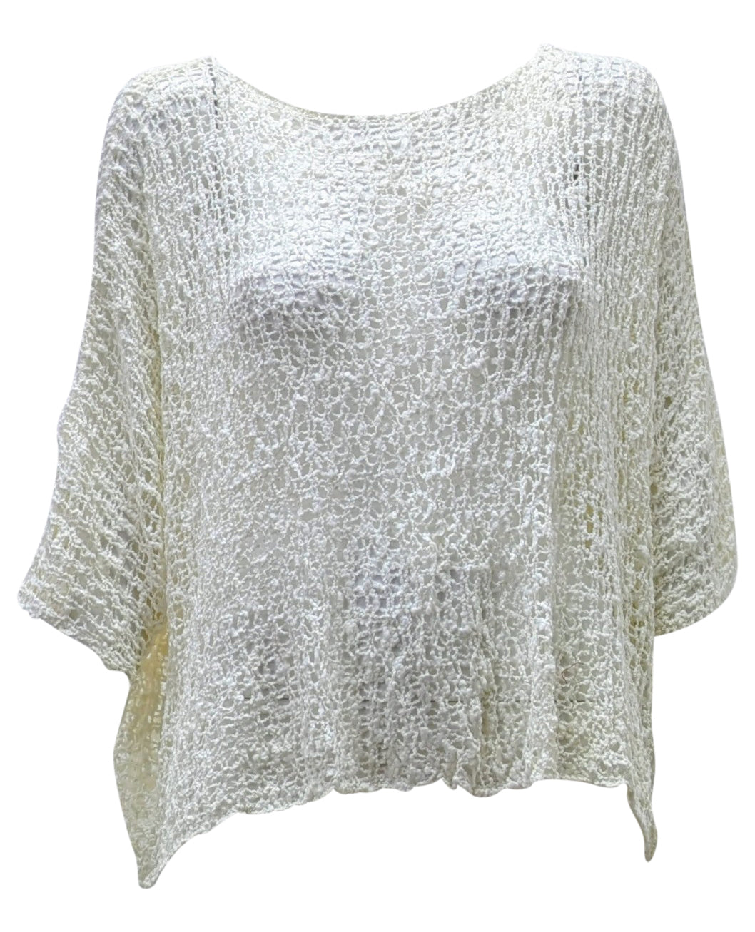 Womens Crochet Oversized Knit Top Batwing Boho Cover up Free Size 8-20