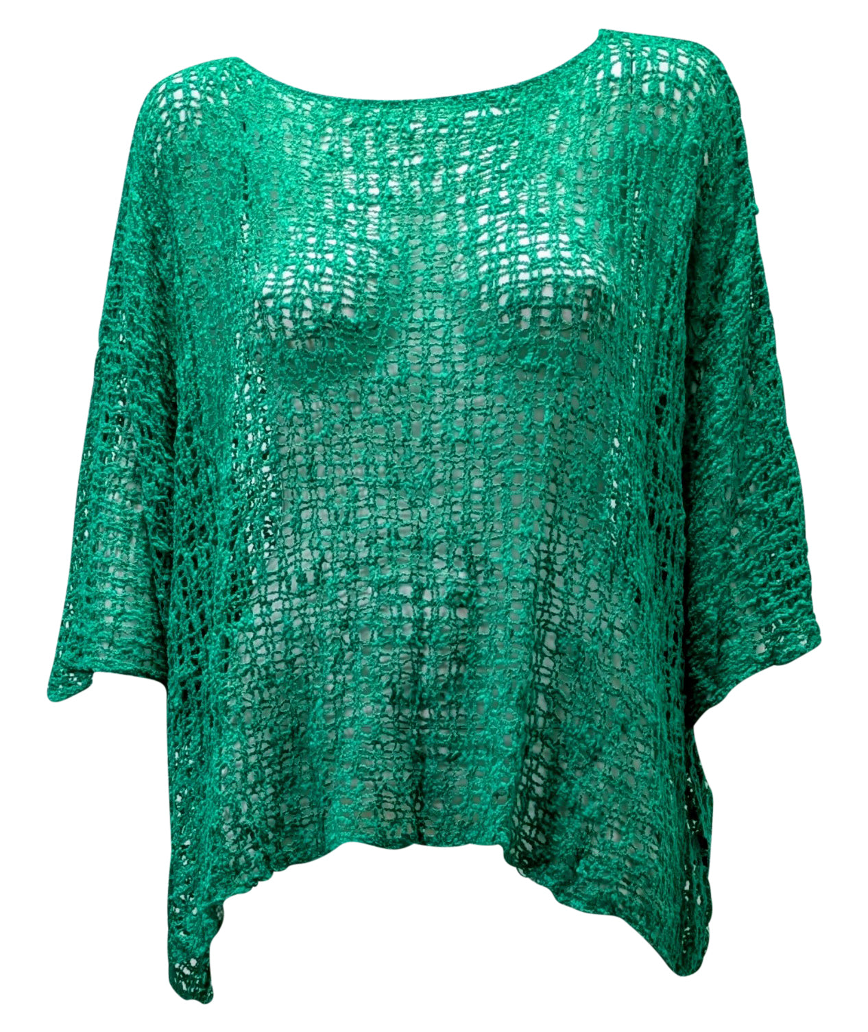Womens Crochet Oversized Knit Top Batwing Boho Cover up Free Size 8-20