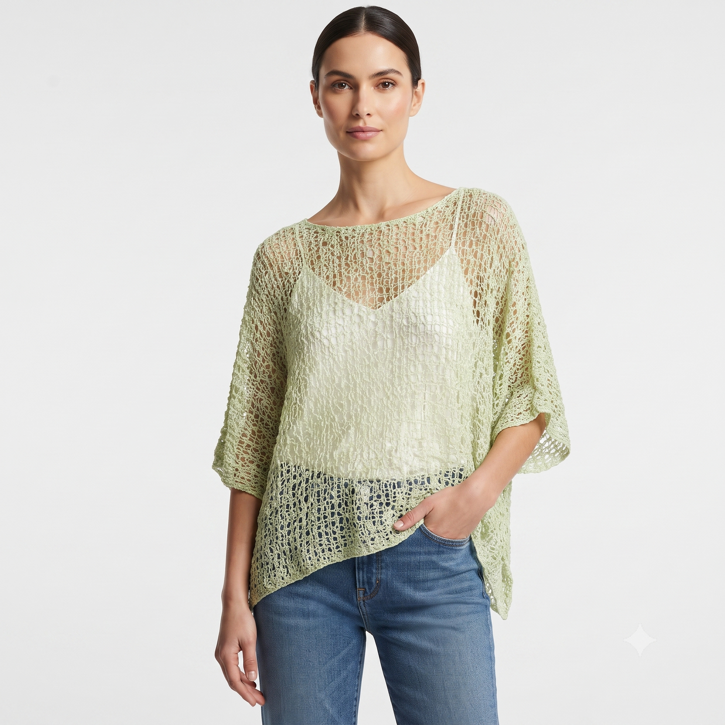 Womens Crochet Oversized Knit Top Batwing Boho Cover up Free Size 8-20