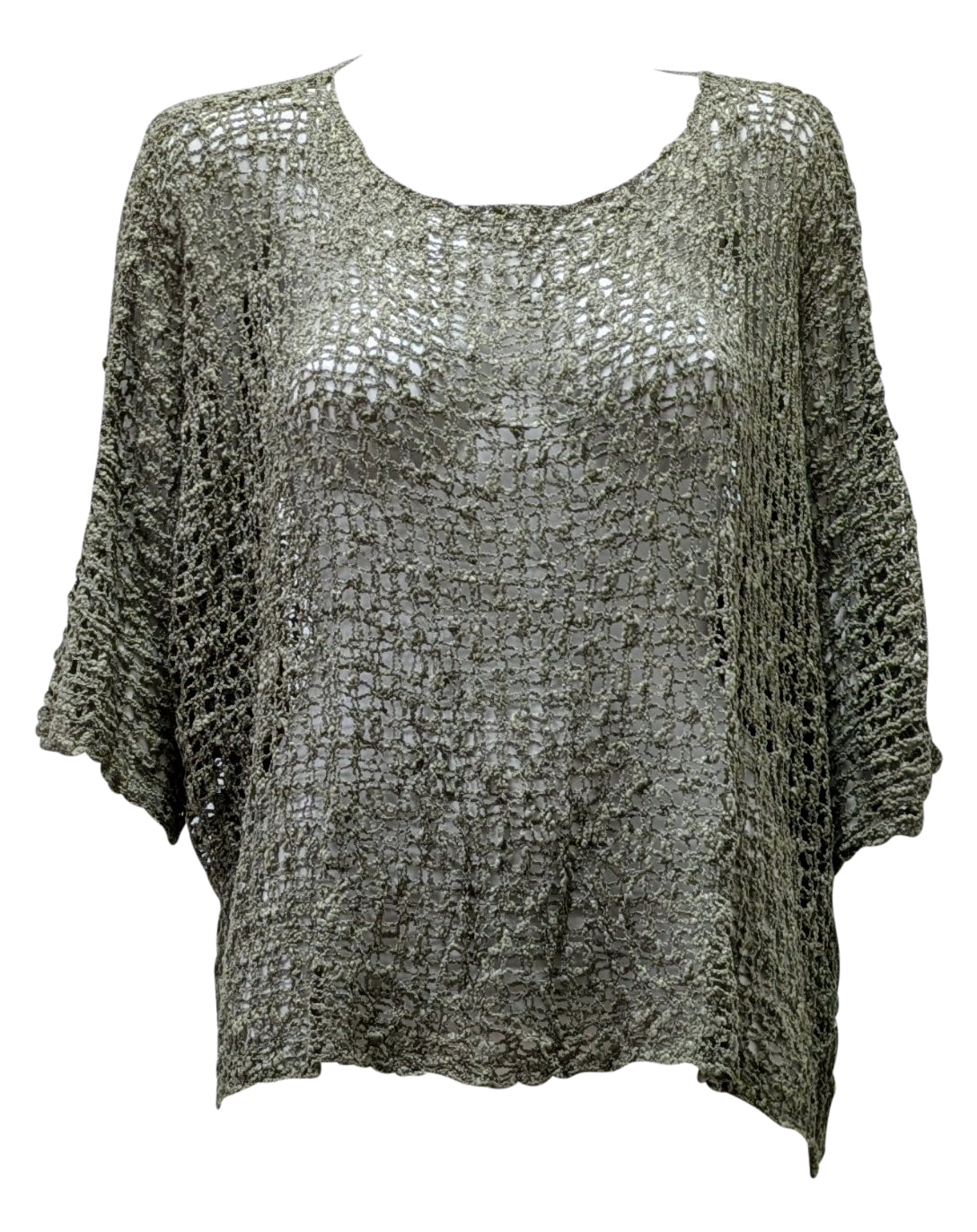 Womens Crochet Oversized Knit Top Batwing Boho Cover up Free Size 8-20