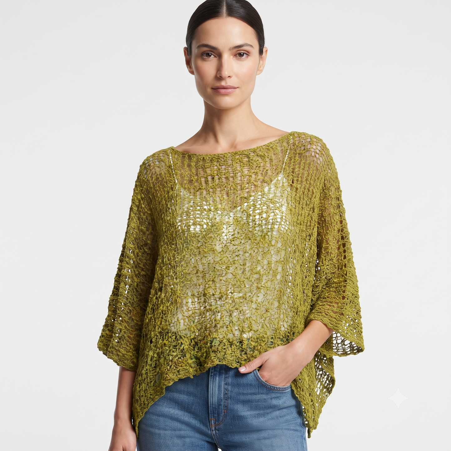Womens Crochet Oversized Knit Top Batwing Boho Cover up Free Size 8-20