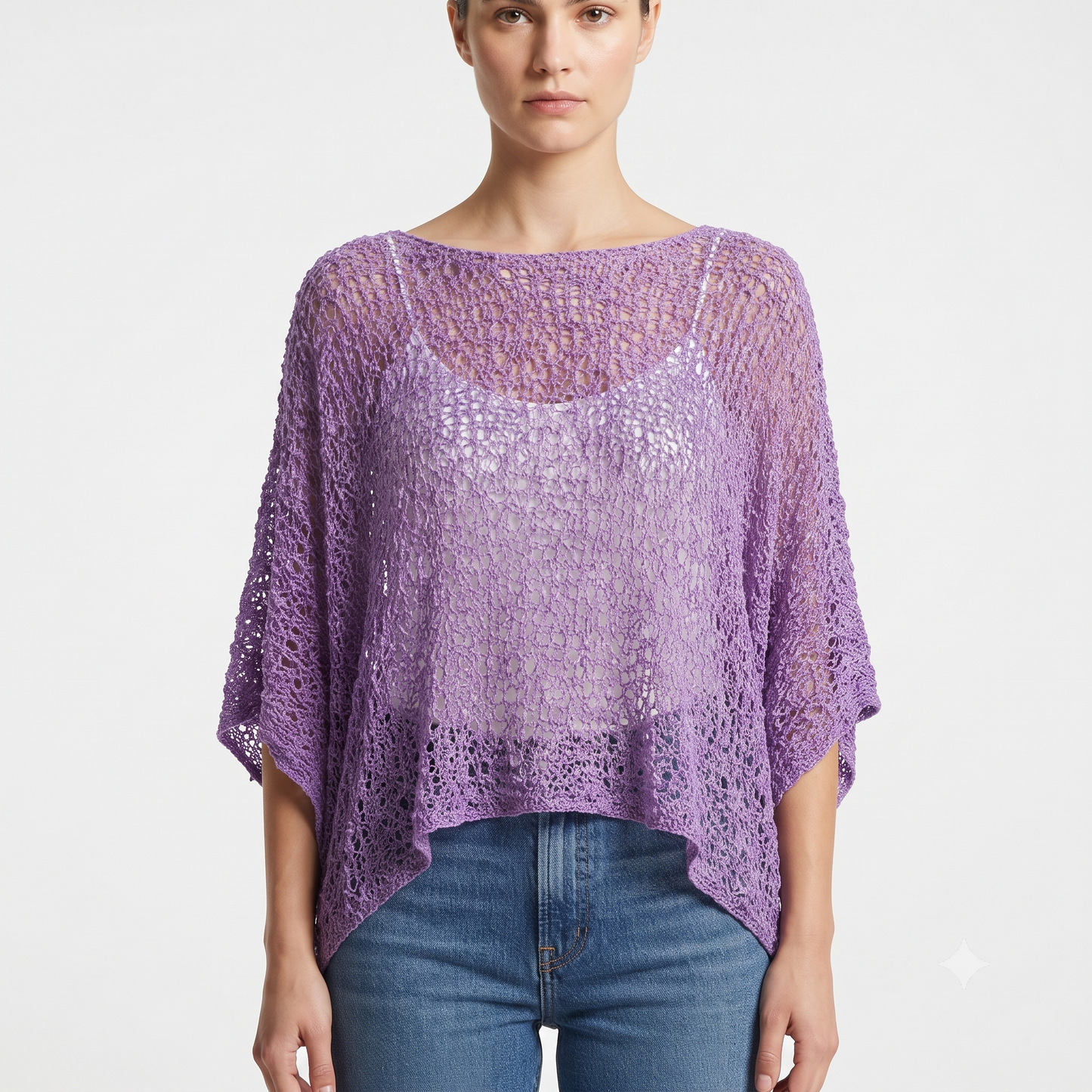 Womens Crochet Oversized Knit Top Batwing Boho Cover up Free Size 8-20
