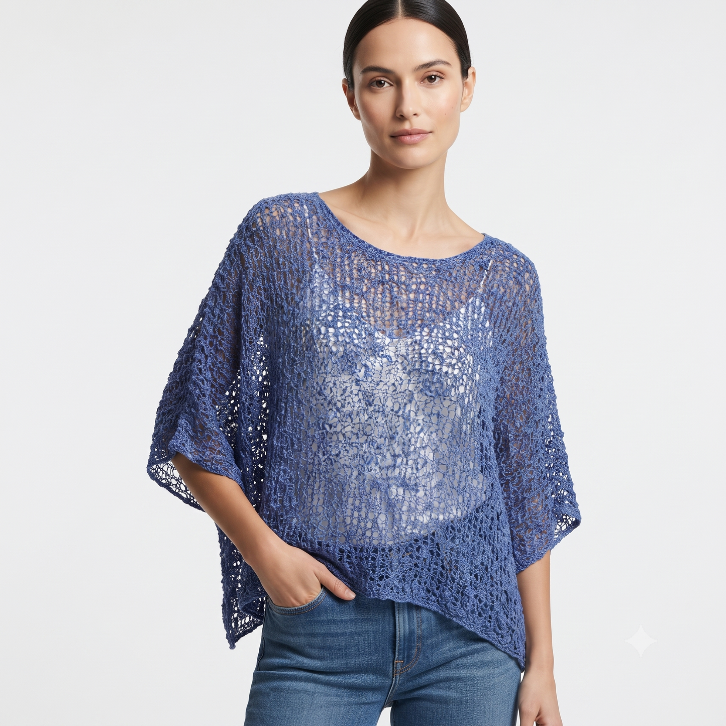 Womens Crochet Oversized Knit Top Batwing Boho Cover up Free Size 8-20