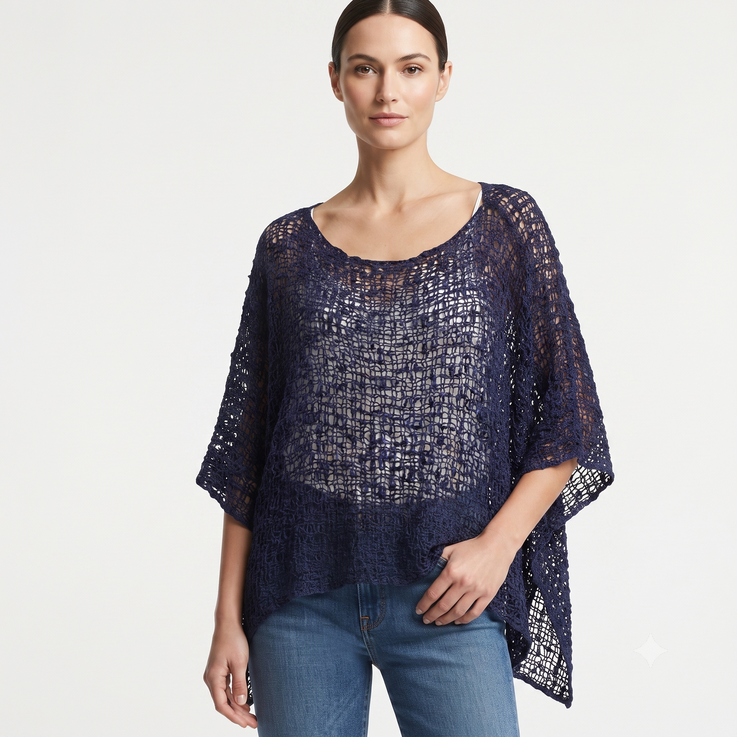 Womens Crochet Oversized Knit Top Batwing Boho Cover up Free Size 8-20