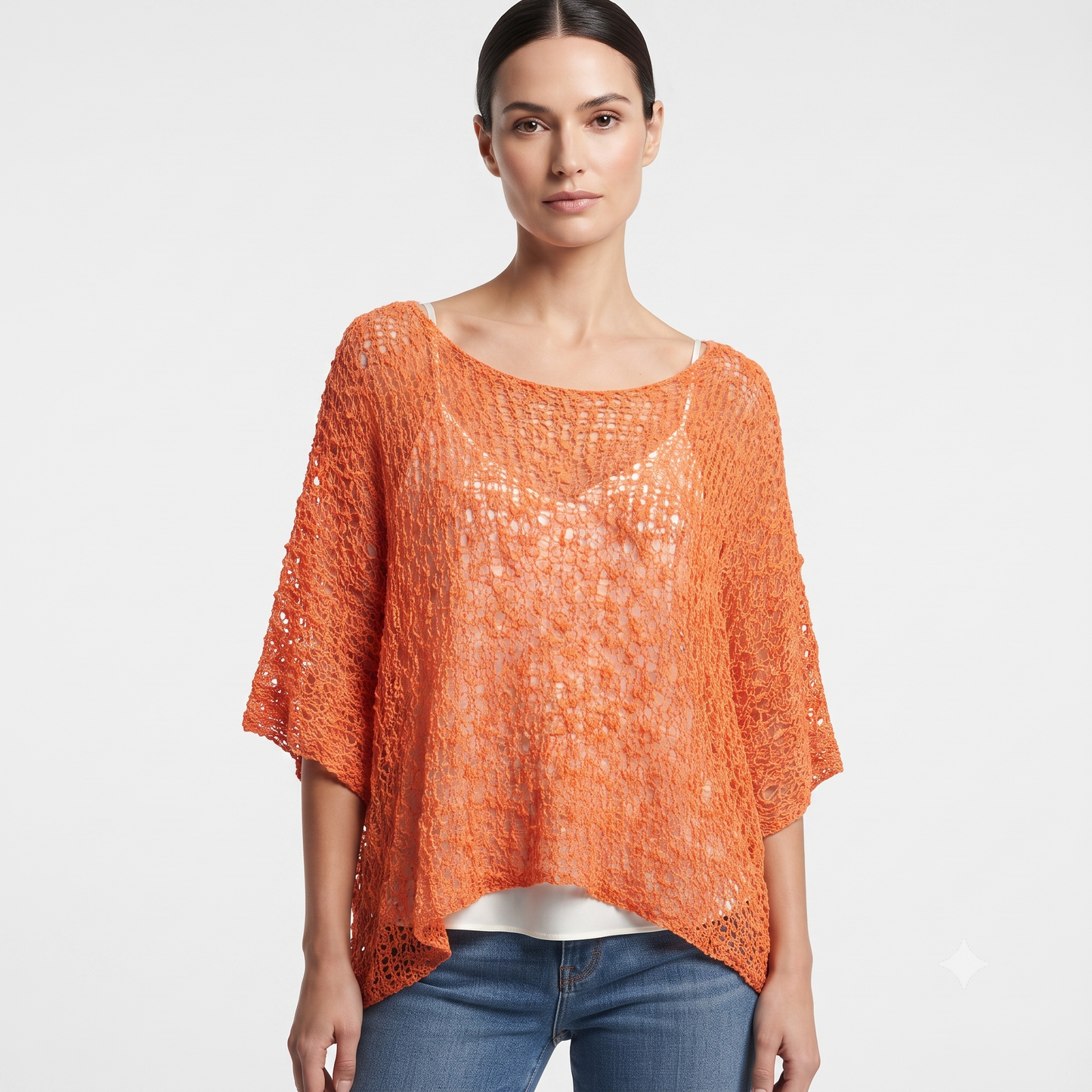Womens Crochet Oversized Knit Top Batwing Boho Cover up Free Size 8-20