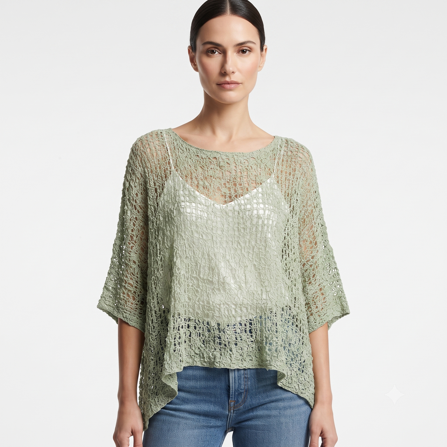 Womens Crochet Oversized Knit Top Batwing Boho Cover up Free Size 8-20