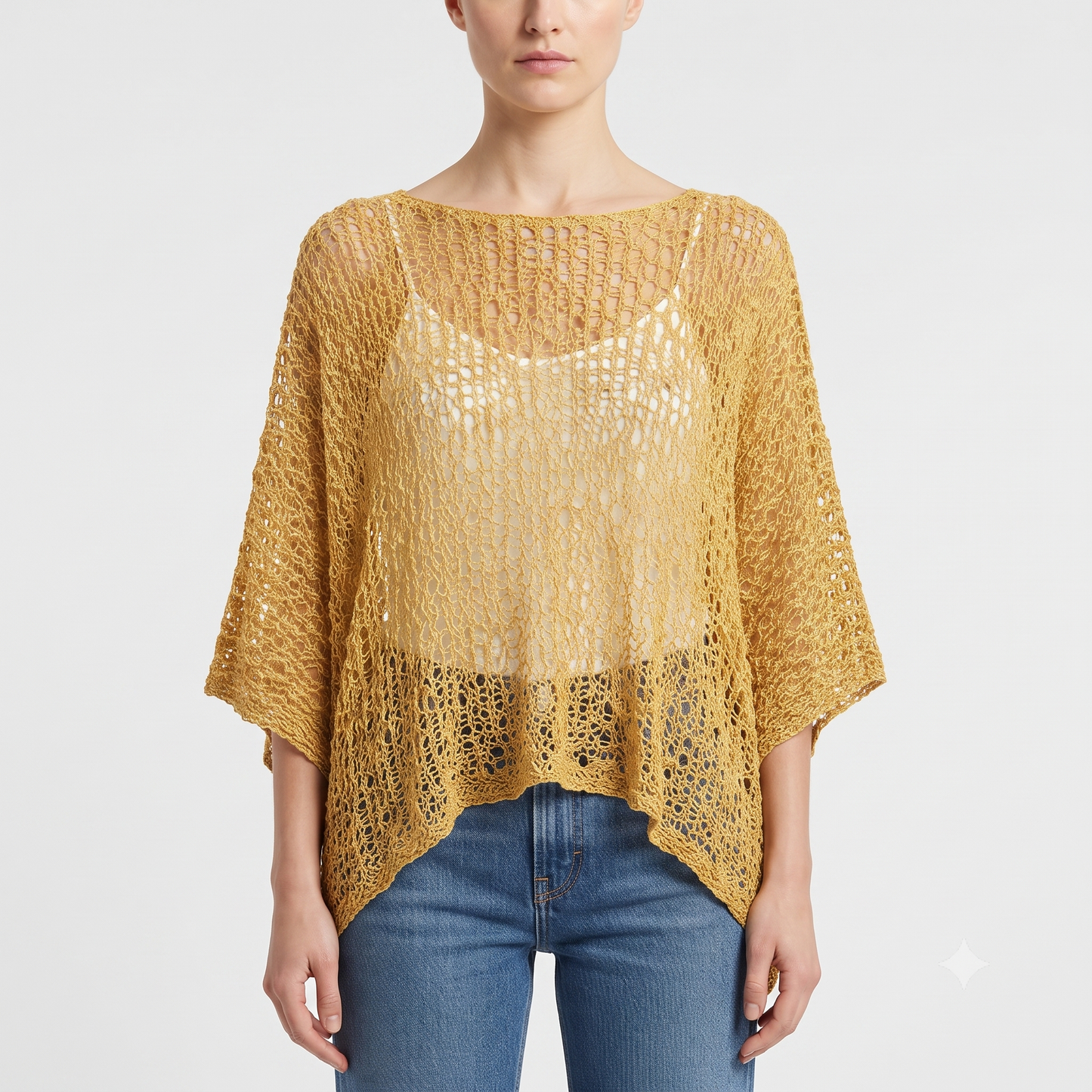 Womens Crochet Oversized Knit Top Batwing Boho Cover up Free Size 8-20