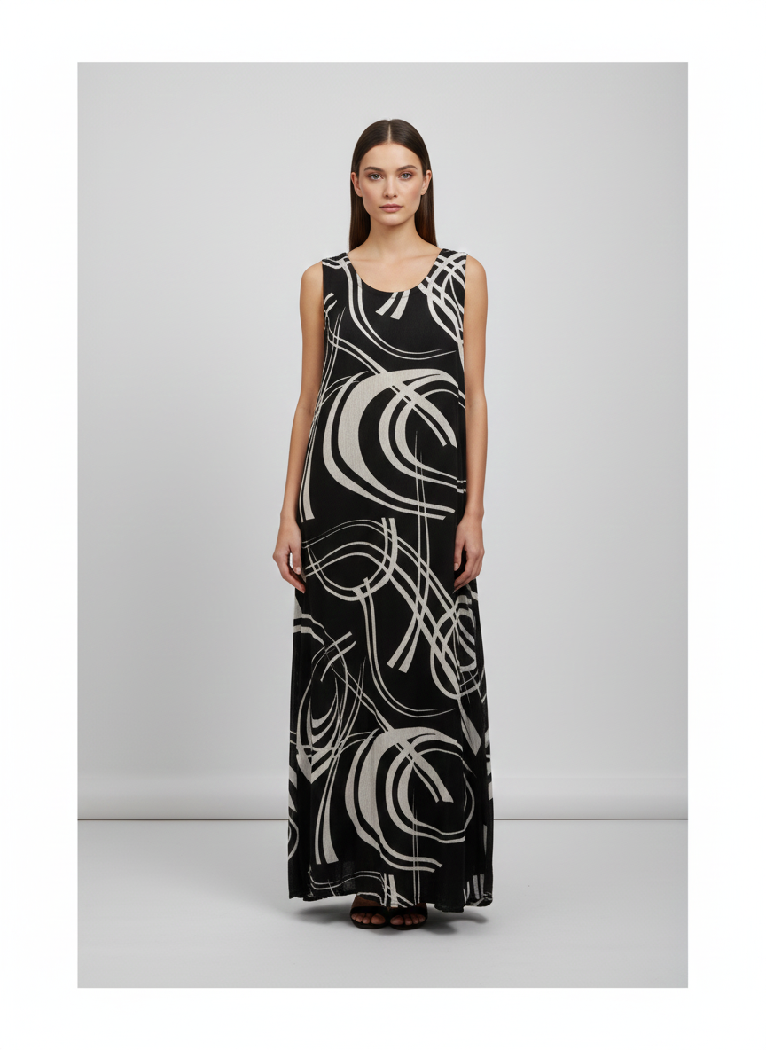 Womens Plus size Curve Dress Abstract Print Funky Bubble Pocket Maxi Free Size up to 24 - P10