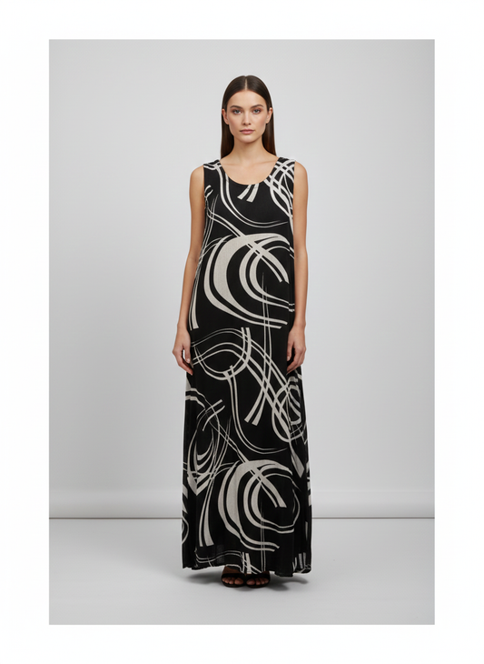 Womens Plus size Curve Dress Abstract Print Funky Bubble Pocket Maxi Free Size up to 24 - P10