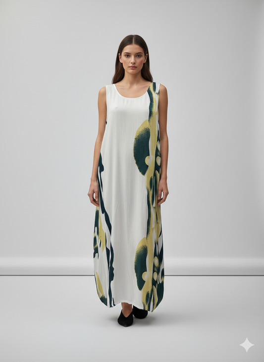 Womens Plus size Curve Dress Abstract Print Funky Bubble Pocket Maxi Free Size up to 24 - P11