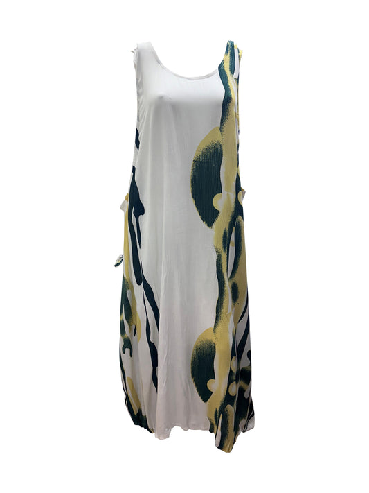 Womens Plus size Curve Dress Abstract Print Funky Bubble Pocket Maxi Free Size up to 24 - P11