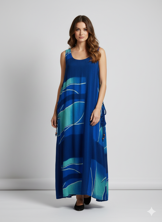 Womens Plus size Curve Dress Abstract Print Funky Bubble Pocket Maxi Free Size up to 24 - P12