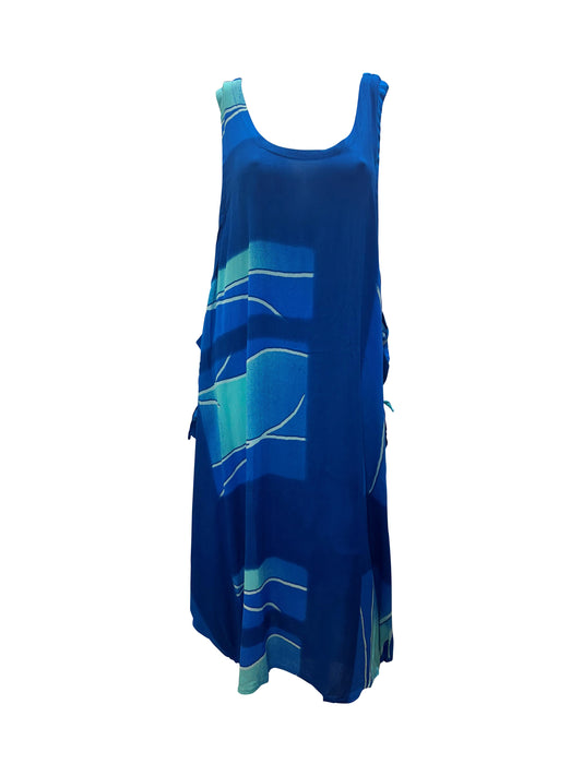 Womens Plus size Curve Dress Abstract Print Funky Bubble Pocket Maxi Free Size up to 24 - P12