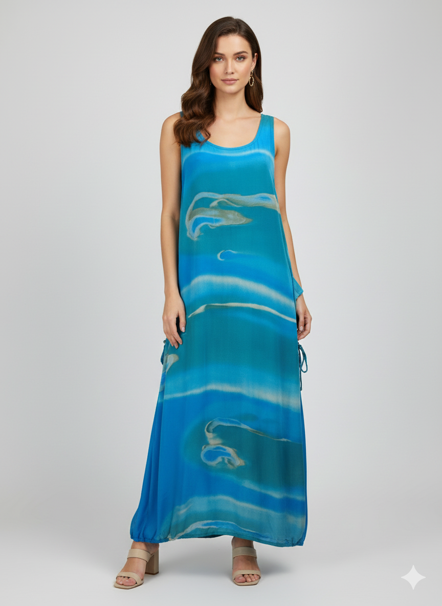 Womens Plus size Curve Dress Abstract Print Funky Bubble Pocket Maxi Free Size up to 24 - P15