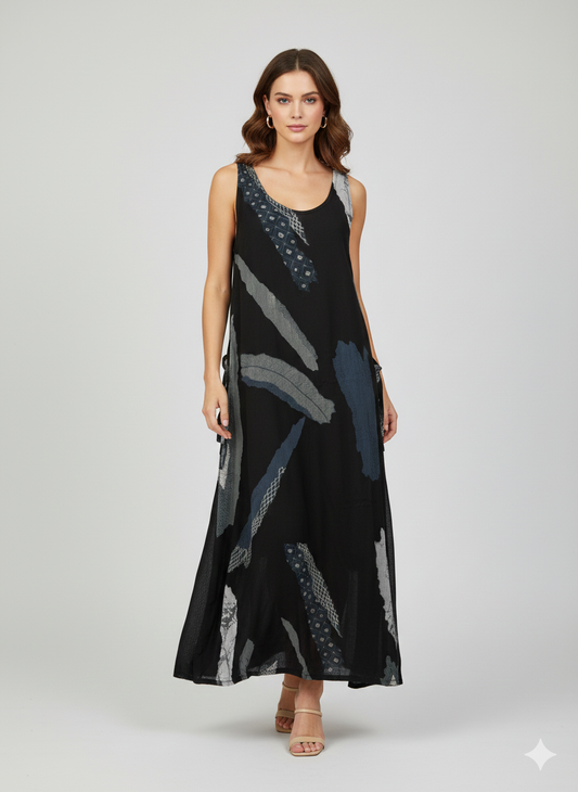 Womens Plus size Curve Dress Abstract Print Funky Bubble Pocket Maxi Free Size up to 24 - P16
